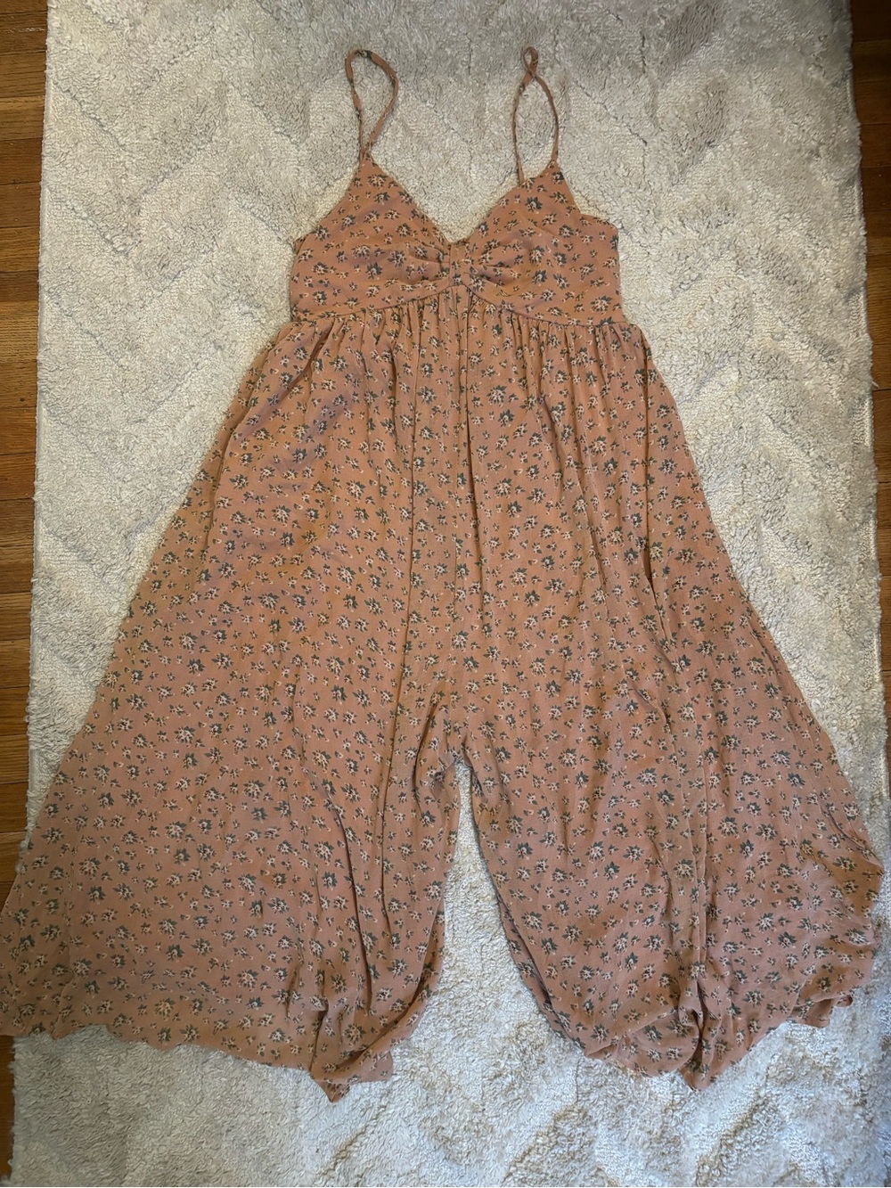 Kimchi Blue Peach Floral Spaghetti-Strap Jumpsuit